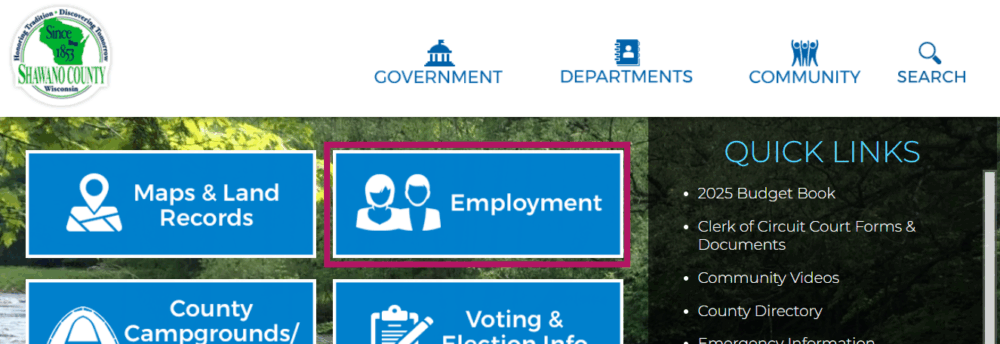 link to the Shawano County Government website