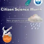 "April is Citizen Science Month. New projects available every week." Citizen Science @ your library logo, Community Read logo