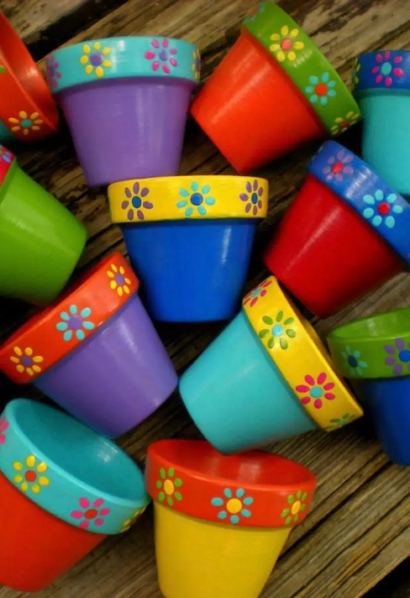 Image of colorful pained clay pots