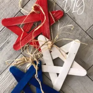 Image of stars made out of popsicle sticks in red, white, and blue