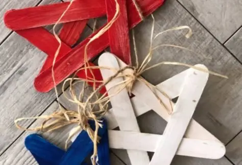Image of stars made out of popsicle sticks in red, white, and blue