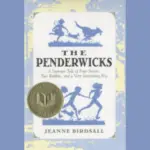 Book cover of "The Penderwicks" by Jeanne Birdsall, featuring silhouettes of children & a dog, links to more information