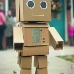 Image of a robot made from cardboard boxes
