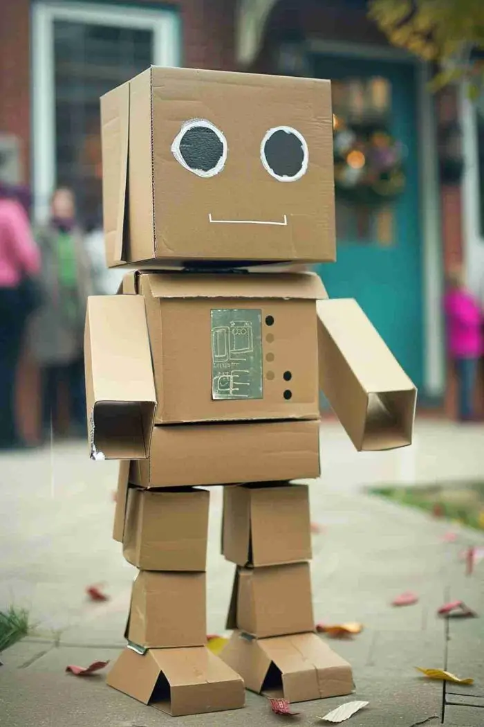Image of a robot made from cardboard boxes