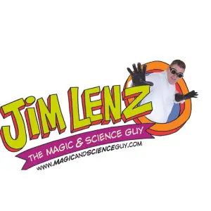 Colorful logo featuring words "Jim Lenz" and a man in safety goggles, links to more information