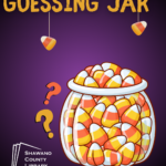 "Guessing Jar" Shawano County Library logo Image of a jar of candy corn