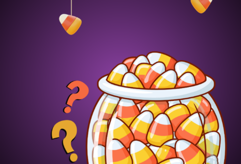 "Guessing Jar" Shawano County Library logo Image of a jar of candy corn