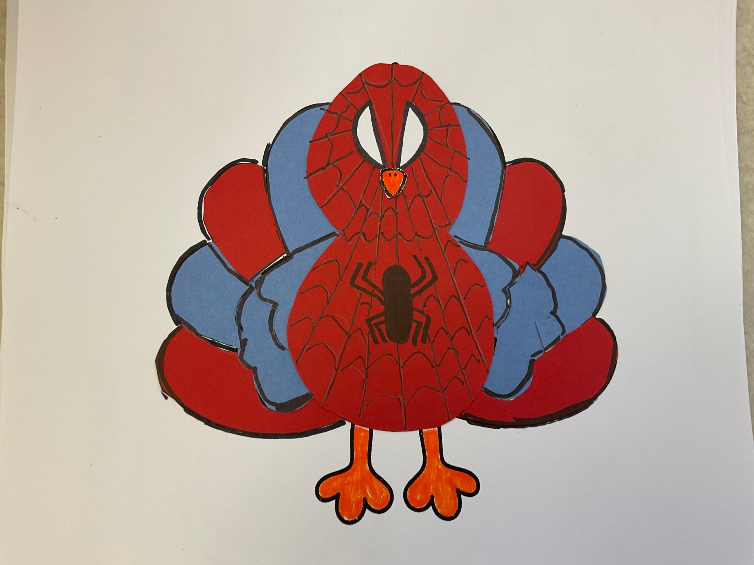 Image of a turkey painted to look like spiderman