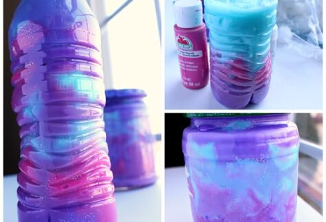 bottle with colorful cloudlike texture