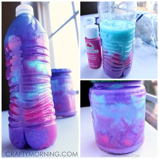 bottle with colorful cloudlike texture
